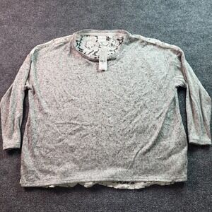 Soho Jeans Women's Gray Marled Lace Trim Long Sleeve Top Size Small